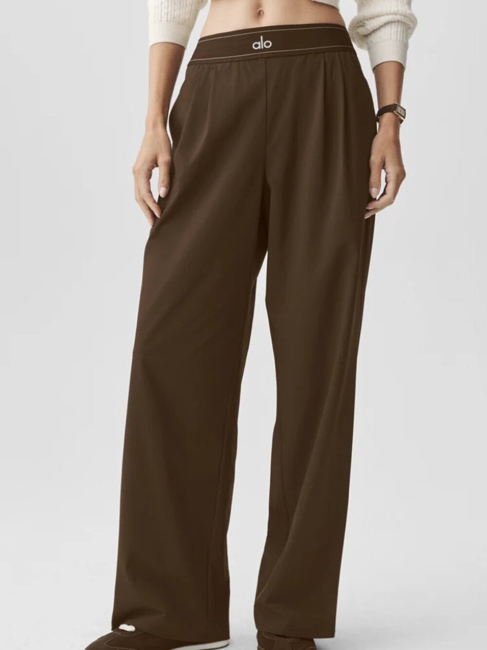 ALO Yoga💕Suit Up Trouser Espresso Wide Leg Pants Regular 30" Soft Luxe NWT - Picture 9 of 9